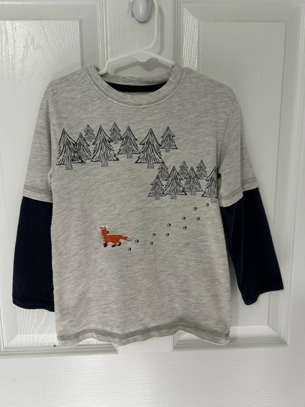 Kids Gymboree Grey & Navy Fox Forest Long-Sleeve Tee